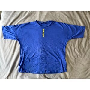 Palm Angels Blue Yellow Logo Oversized T-Shirt Mens XL